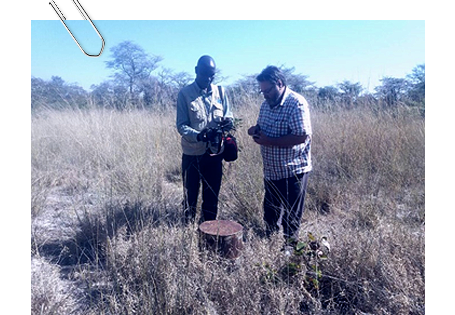 Searching for boreholes for the Livestock and Wildlife Integration (LWI) project in Zambezi
